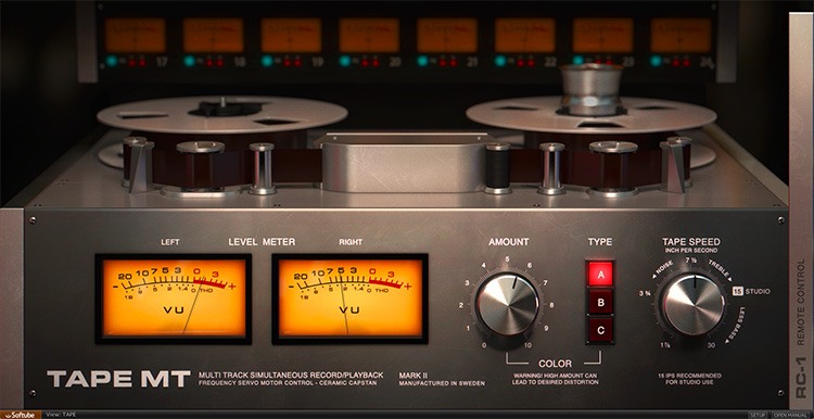 Interface du plugin Tape de Softube