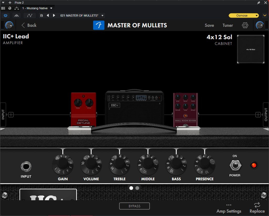 Simulations d'ampli guitare dans Fender Studio Pro 8