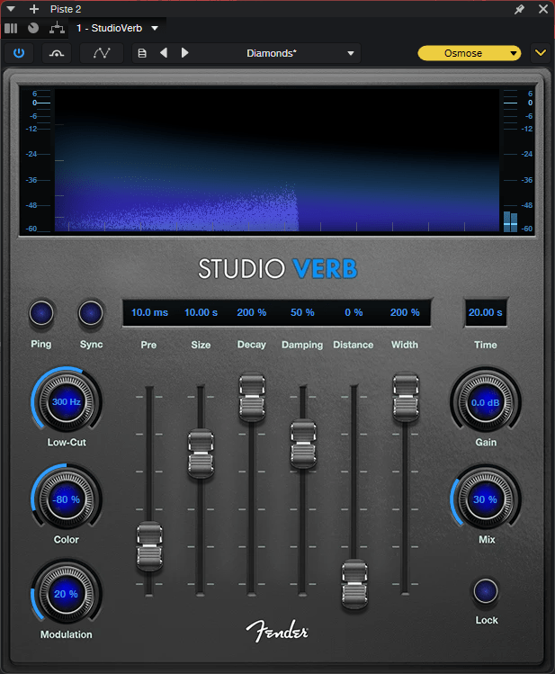 La nouvelle réverbe Studio Verb dans Fender Studio Pro