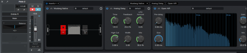 Visualisation des effets dans Fender Studio Pro 8